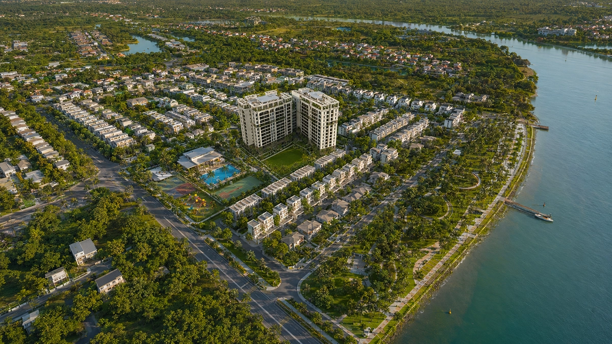 Phối cảnh Tropic Tower nằm tại trung tâm khu đô thị ven sông Tropic Riverside ở phường Long Trường, TP.HCM