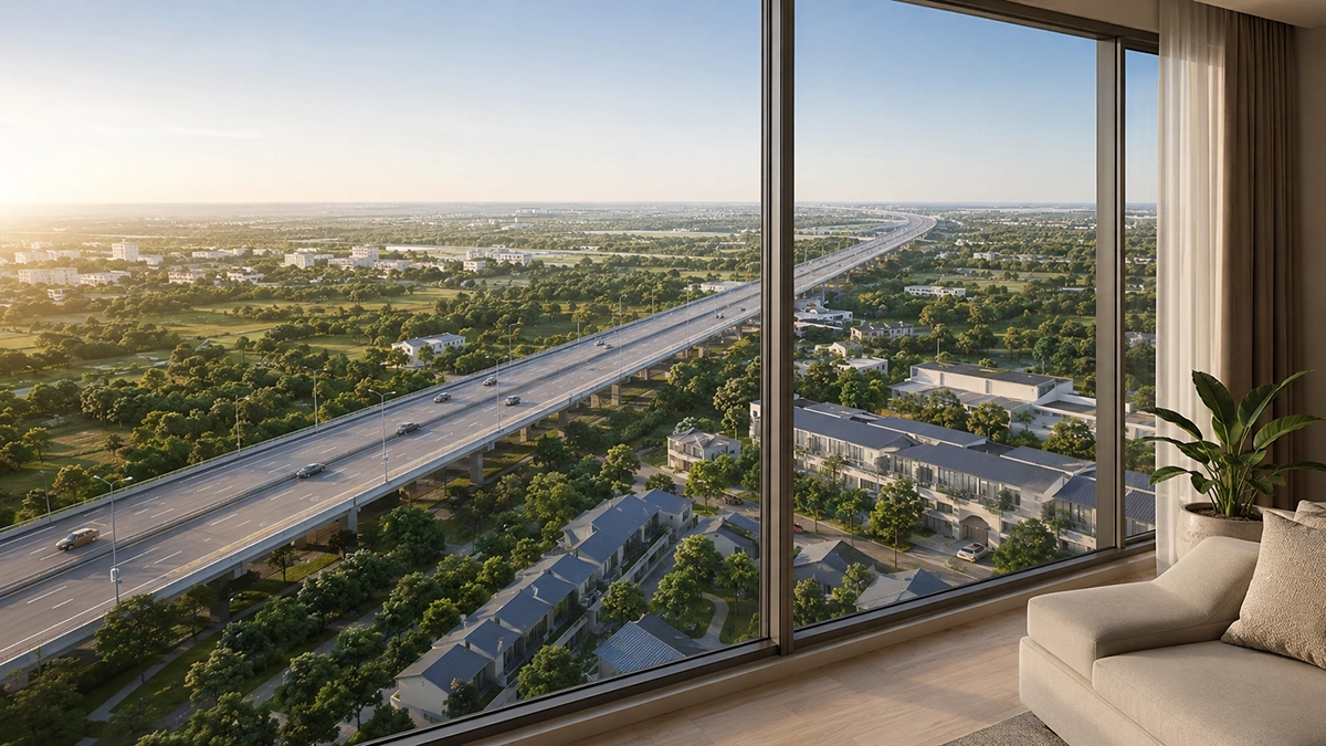 Phối cảnh tầm nhìn từ căn hộ Tropic Tower hướng ra đại lộ và khu vực xung quanh